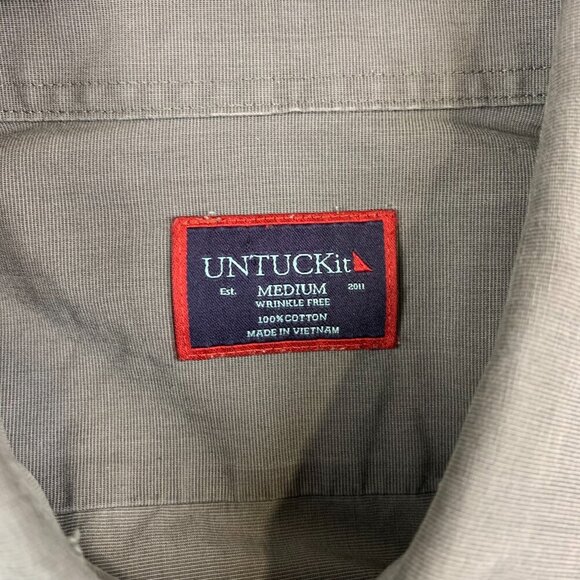 Untuckit Men Shirt Medium Gray Button Up Long Sleeve WF Wrinkle Free 100% Cotton - Picture 3 of 6